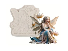 Molde silicona hada con flor en la mano